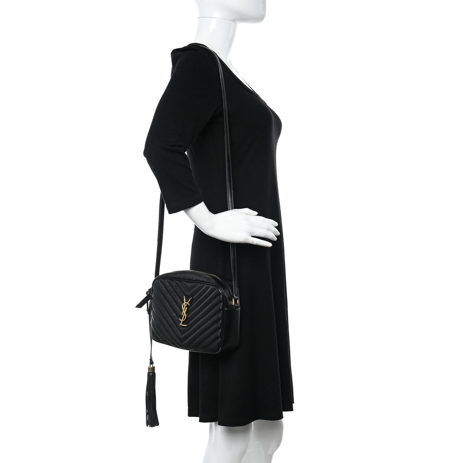 Saint Laurent Calfskin Matelasse Monogram Lou Camera Bag Black 2 of 14