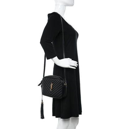 Saint Laurent Calfskin Matelasse Monogram Lou Camera Bag Black 2 of 14