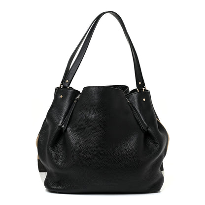 Burberry Grainy Calfskin House Check Medium Maidstone Black 1 of 13