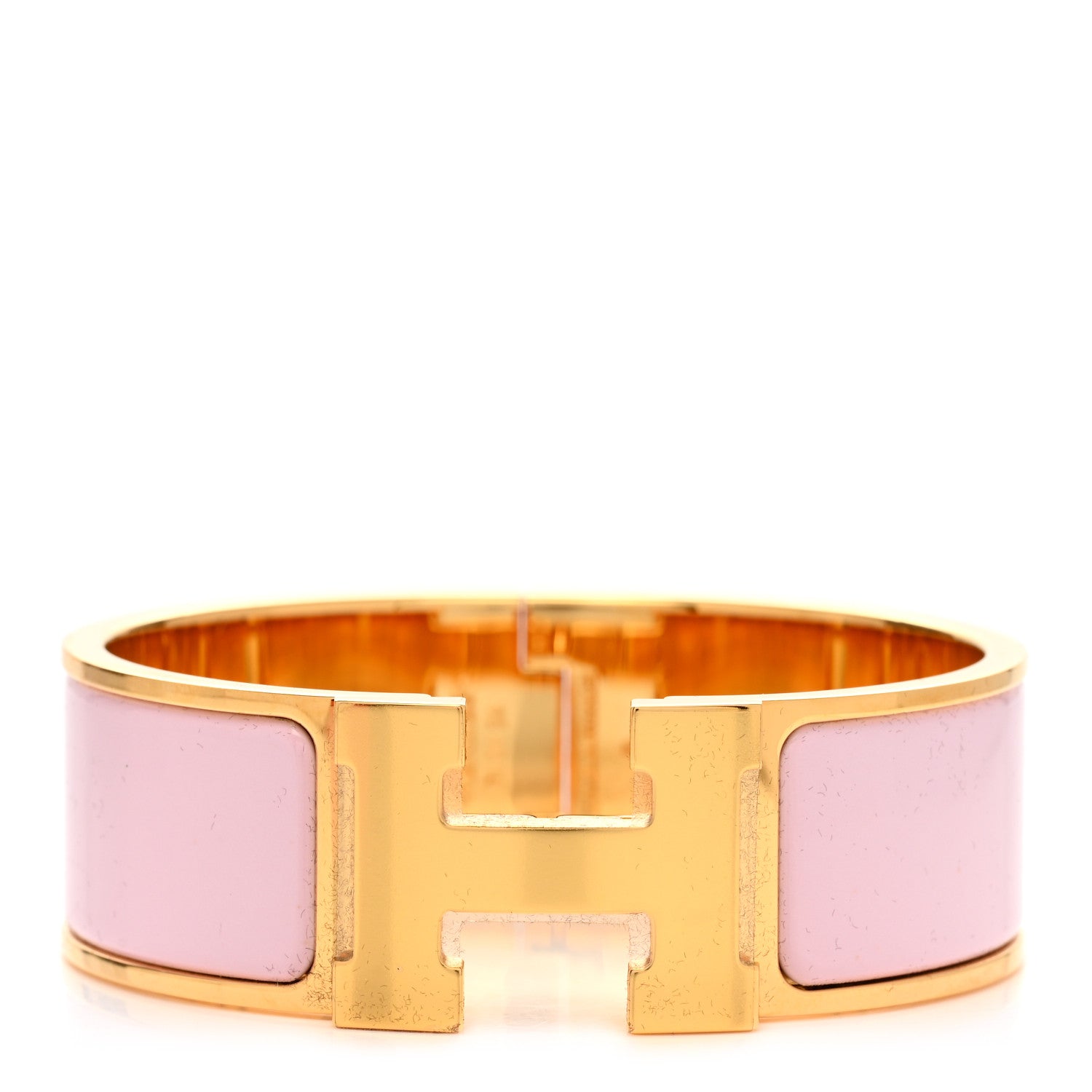 Hermes Enamel Wide Clic Clac H Bracelet PM Rose Dragee 1 of 6