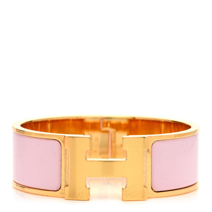 Hermes Enamel Wide Clic Clac H Bracelet PM Rose Dragee 1 of 6