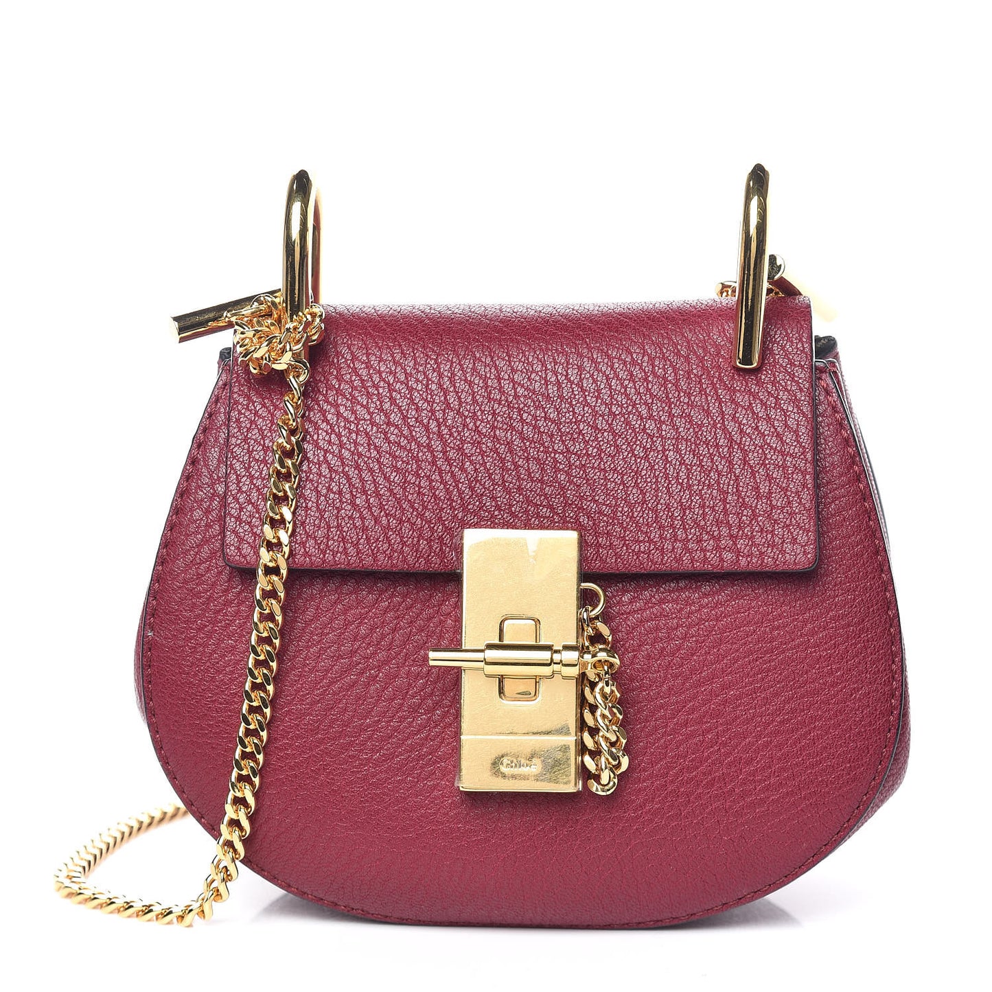 Grained Lambskin Nano Drew Shoulder Bag Wine Purple