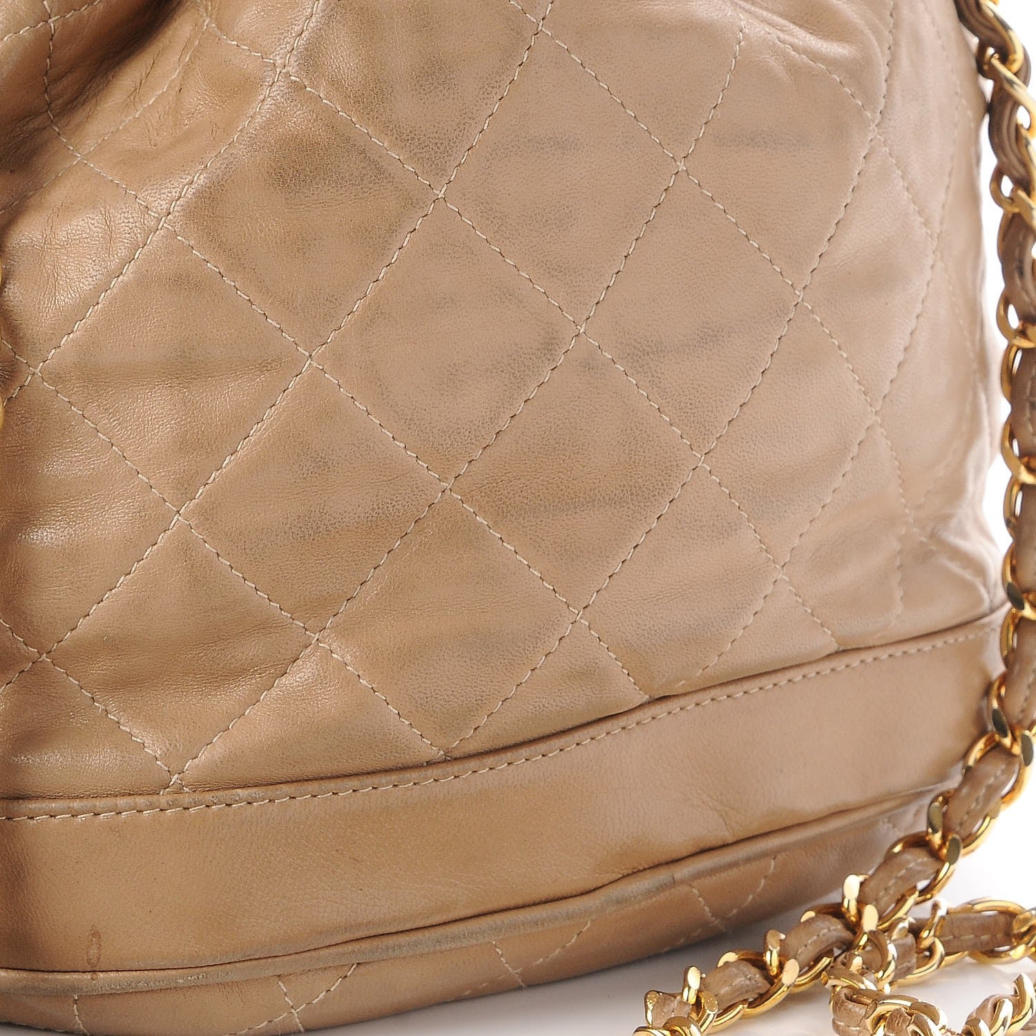 Chanel Lambskin Quilted Tassel Drawstring Pouch Beige 8 of 9