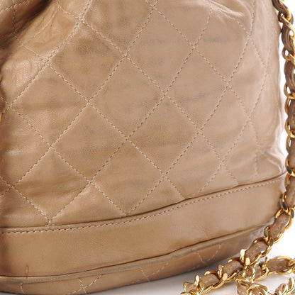 Chanel Lambskin Quilted Tassel Drawstring Pouch Beige 8 of 9
