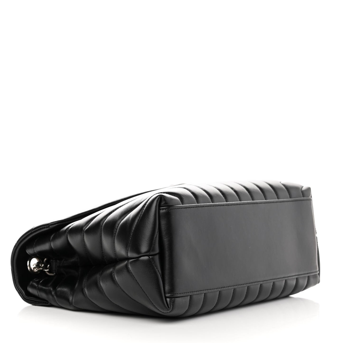 Calfskin Y Quilted Monogram Medium Loulou Chain Satchel Black