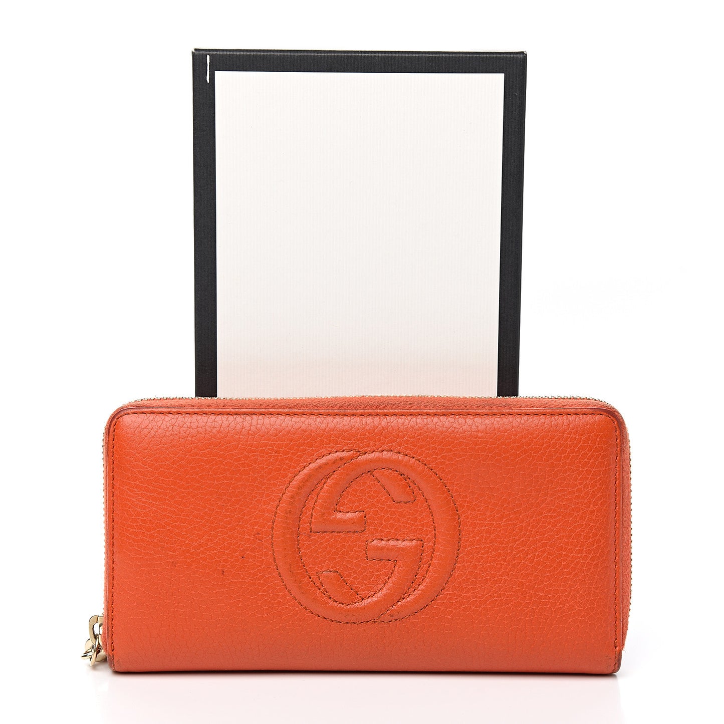 Pebbled Calfskin Soho Zip Around Wallet Sun Orange