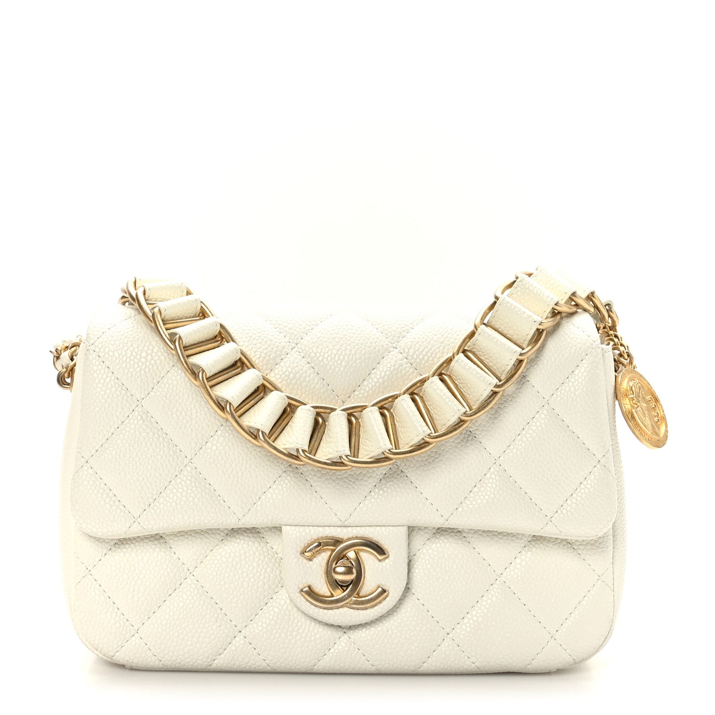 Caviar Quilted Chain Soul Flap White