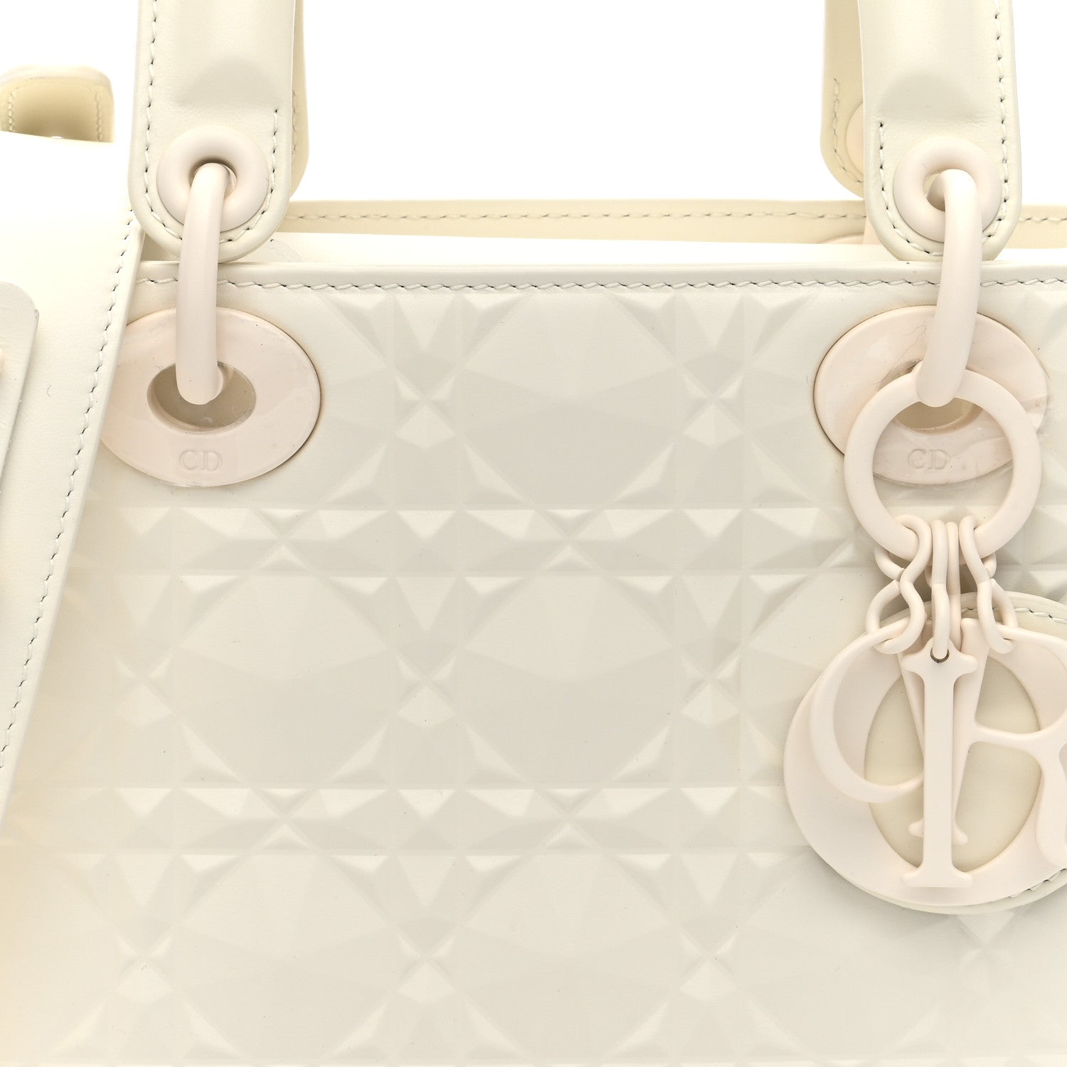 Christian Dior Calfskin Cannage Diamond Small My ABCDior Lady Dior White 7 of 9