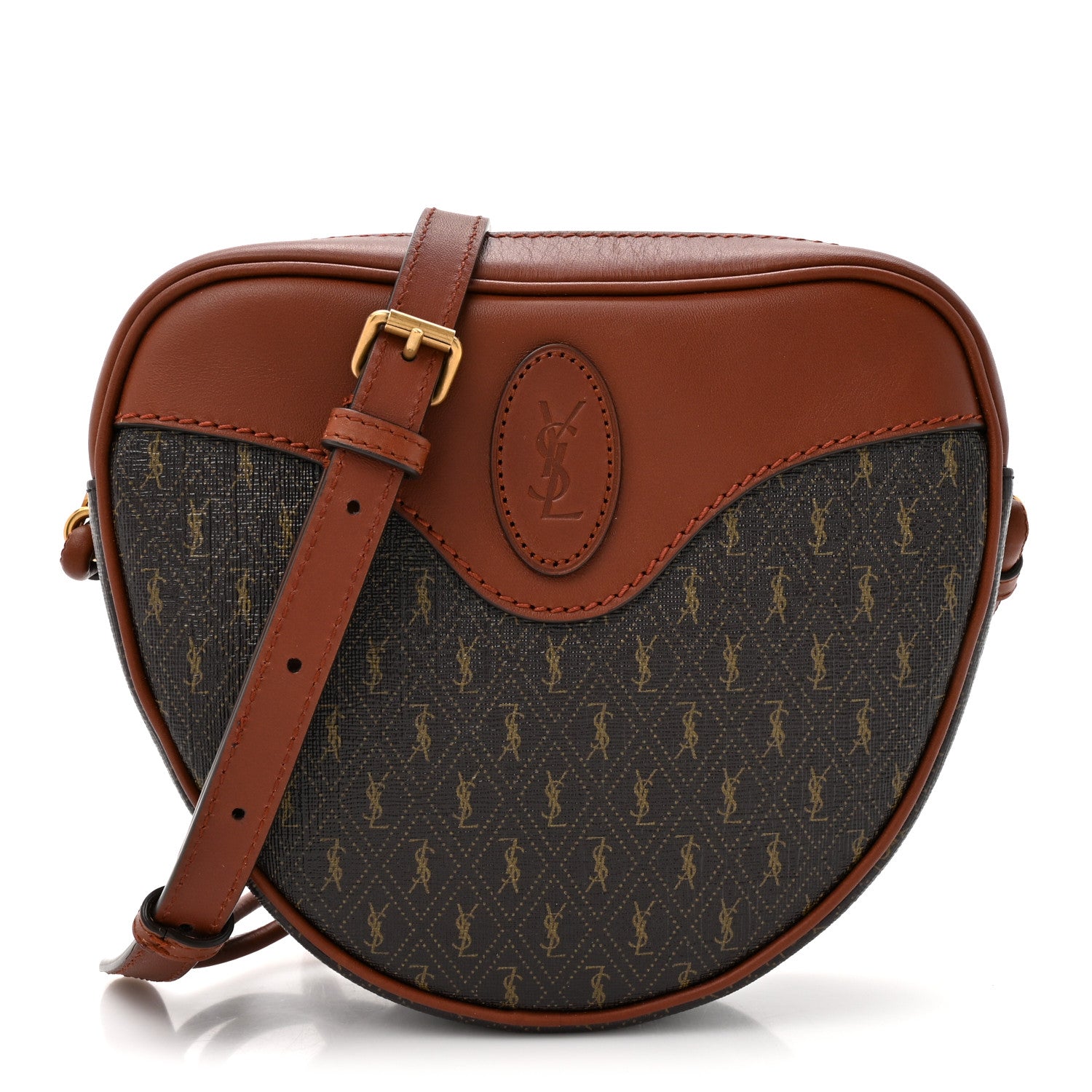 Saint Laurent Canvas Smooth Calfskin Le Monogramme Coeur Crossbody Chestnut 1 of 10