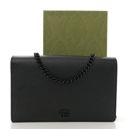 Gucci Dollar Calfskin Enamel Monochrome Mini GG Marmont Chain Wallet Black 11 of 11