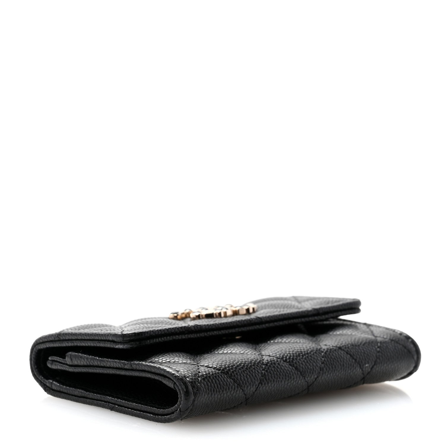 Chanel Shiny Caviar Enamel Quilted CC Flap Card Holder Black 4 of 11