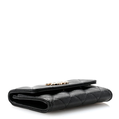 Chanel Shiny Caviar Enamel Quilted CC Flap Card Holder Black 4 of 11