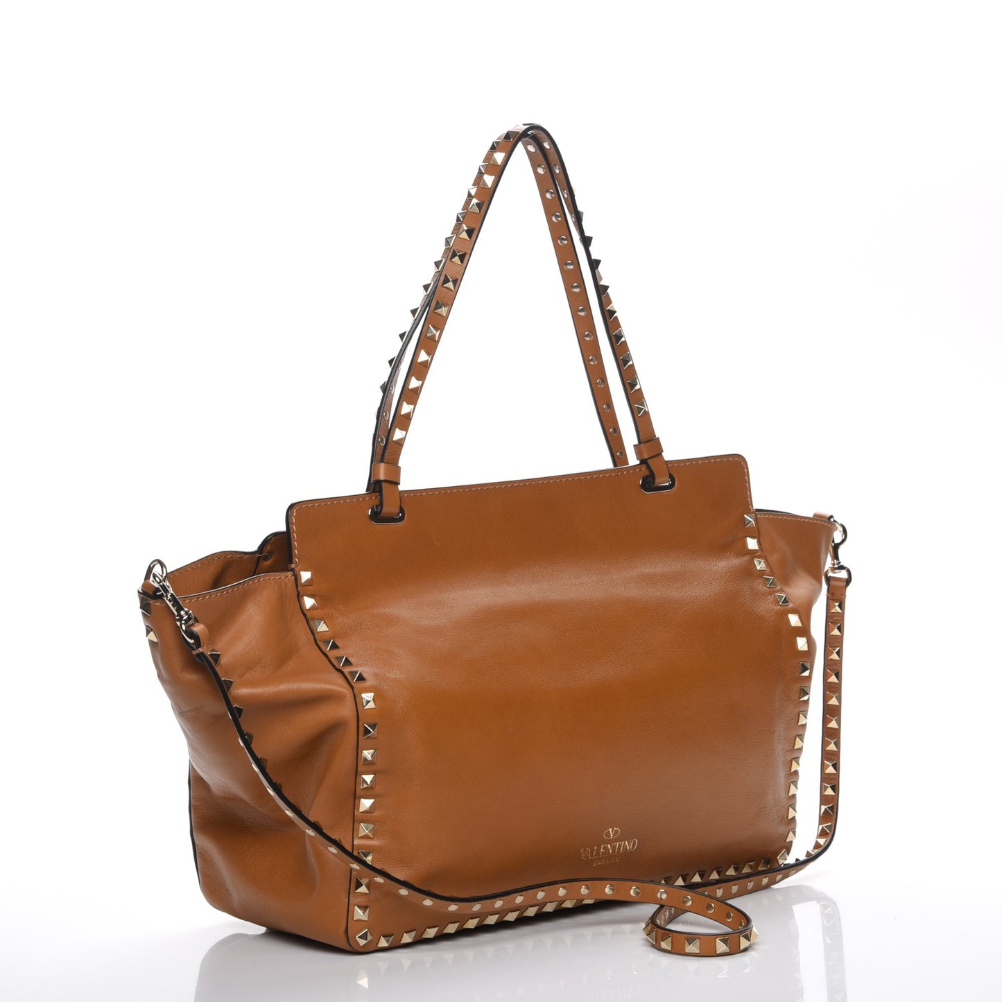 Vitello Medium Rockstud Tote Light Brown