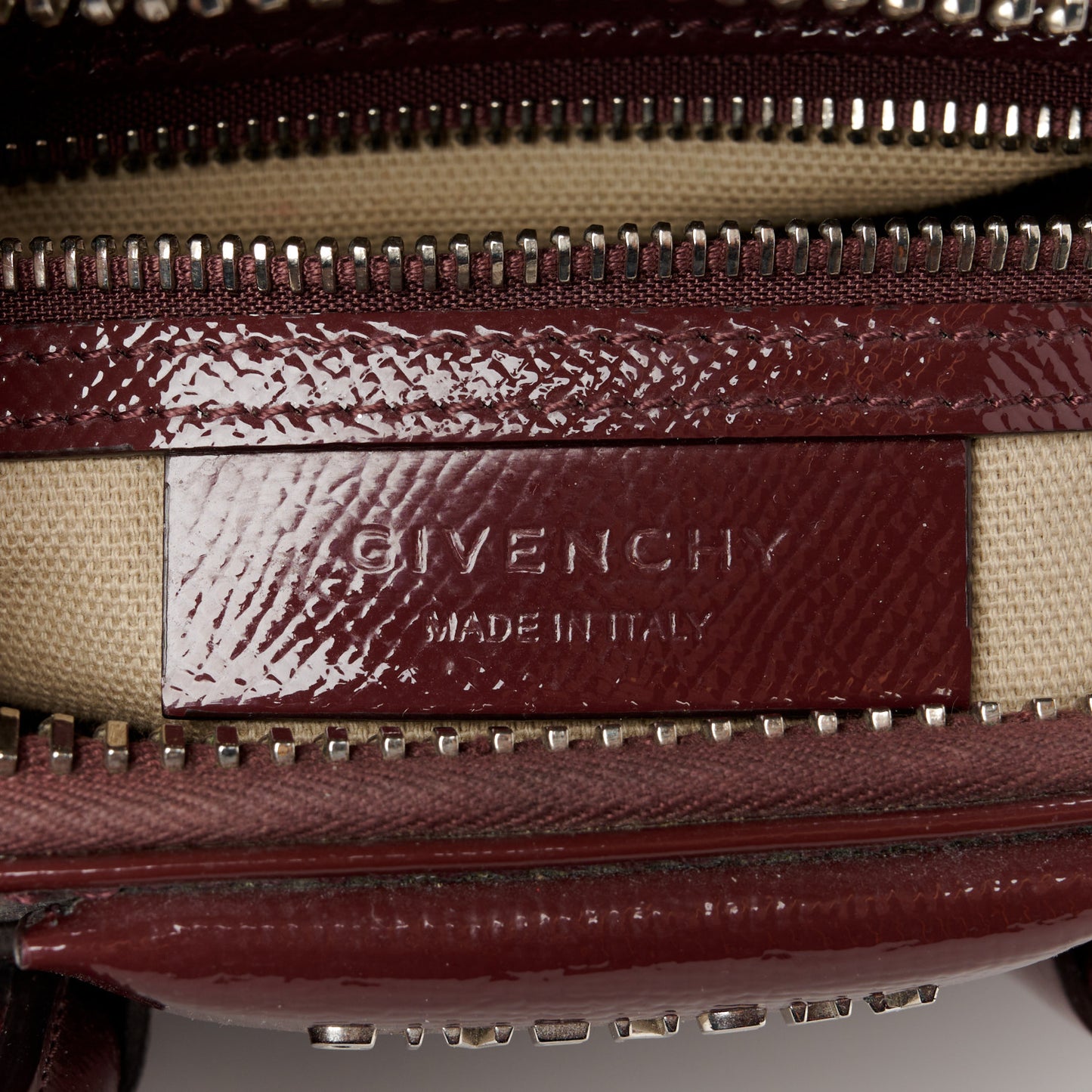 Textured Patent Calfskin Mini Antigona Aubergine