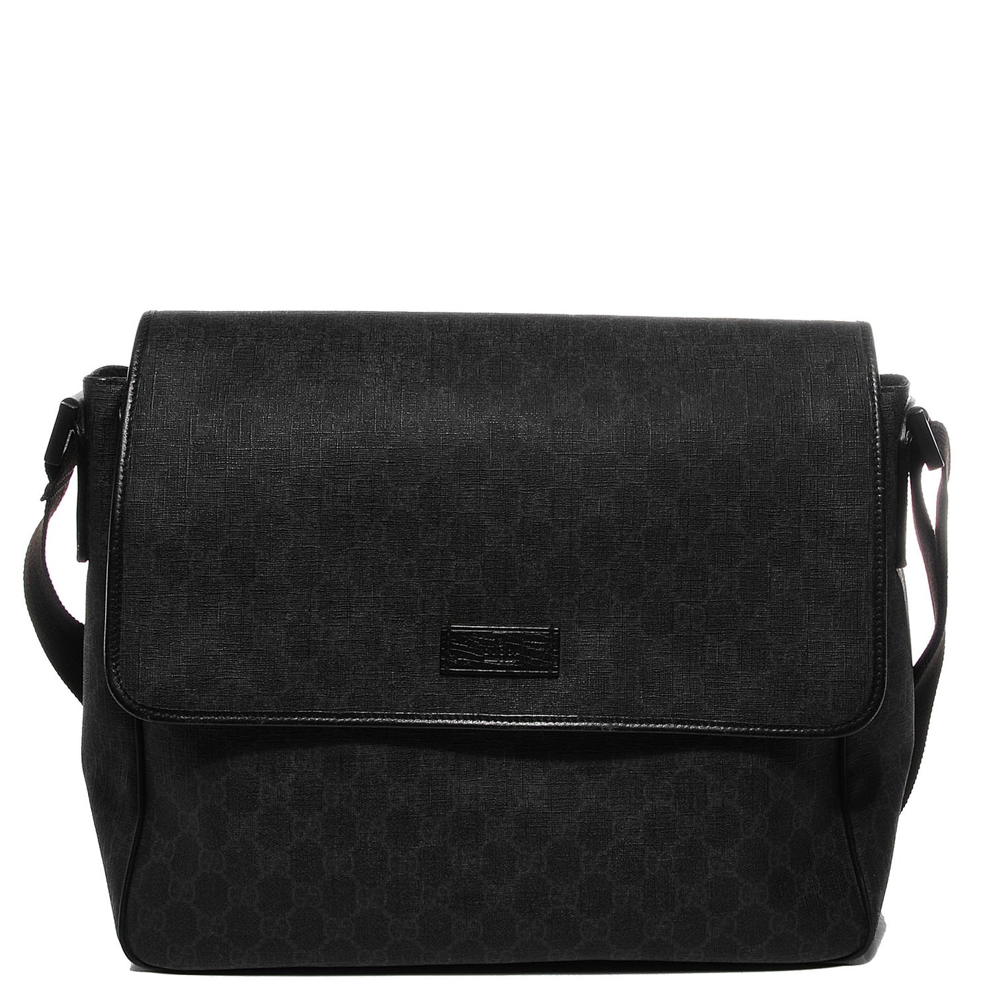 GG Plus Monogram Medium Flap Messenger Bag Black