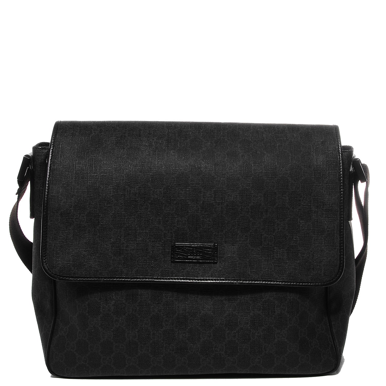Gucci GG Plus Monogram Medium Flap Messenger Bag Black 1 of 7