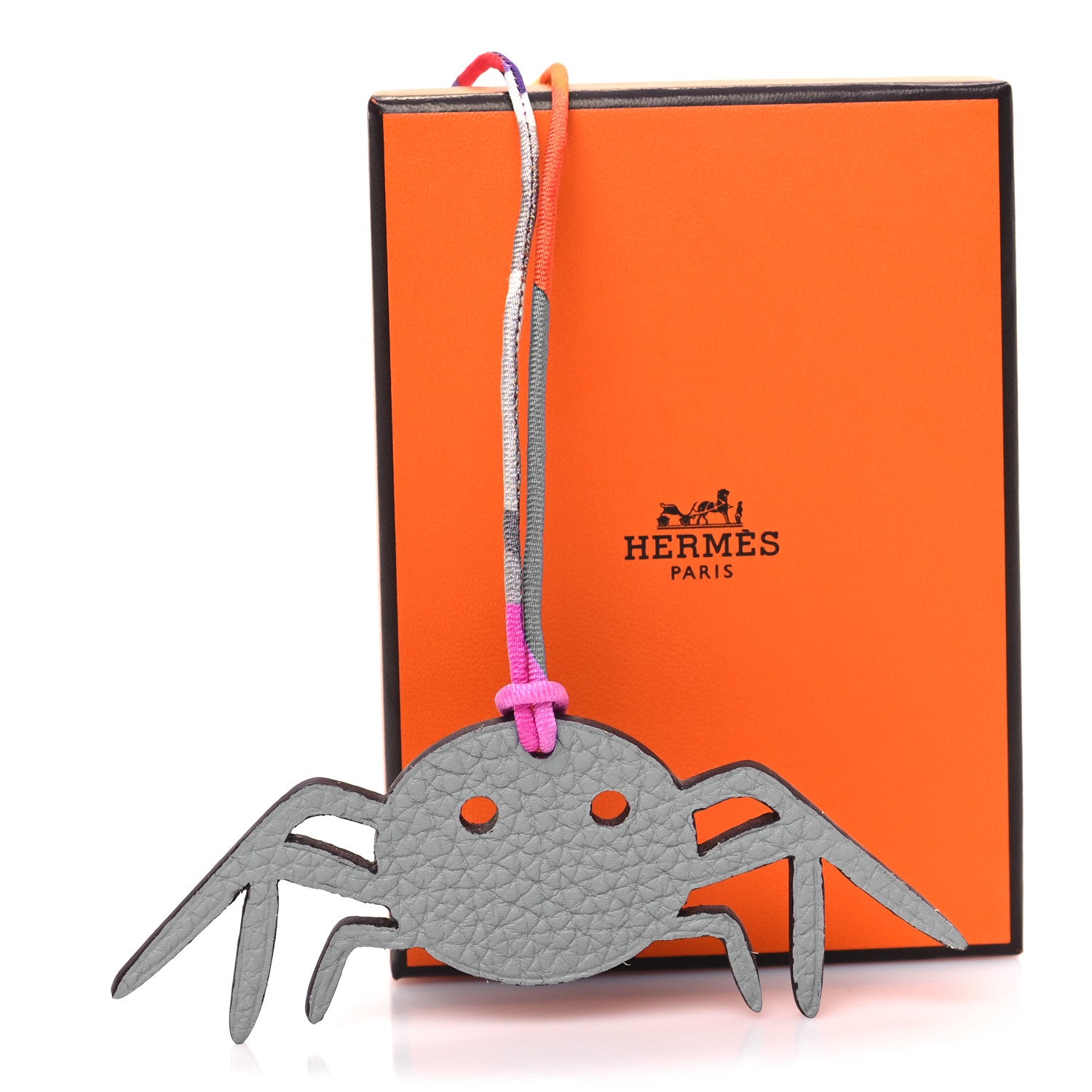 Hermes Epsom Togo Petit H Spider Bag Charm Canopee Gris Mouette 4 of 4
