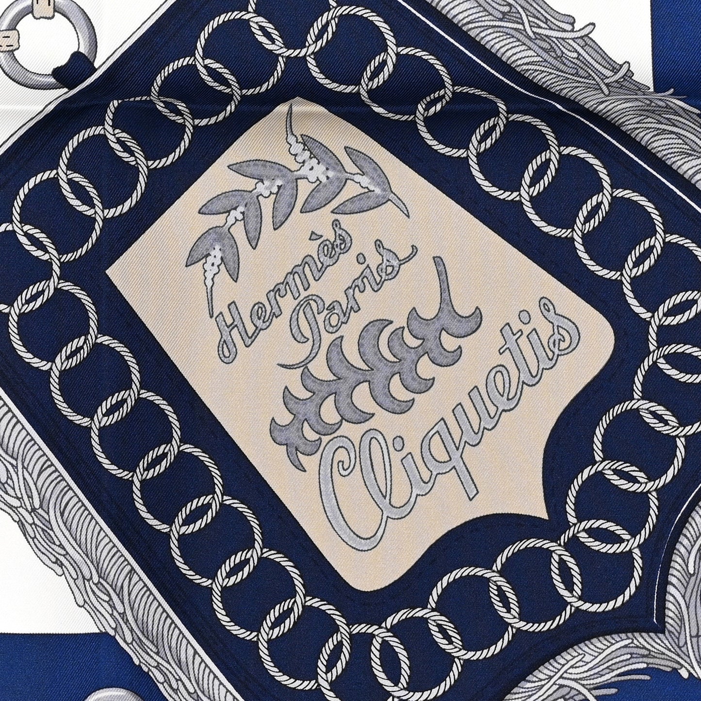 Silk Cliquetis Scarf 90 White Marine Ebene
