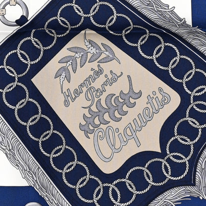Hermes Silk Cliquetis Scarf 90 White Marine Ebene 2 of 5