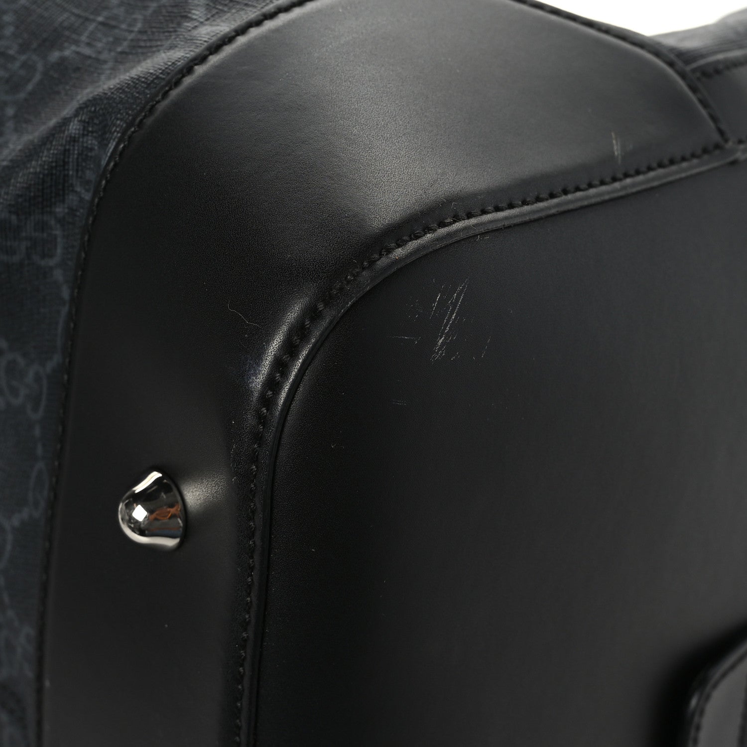 Gucci Soft GG Supreme Monogram Appia Calfskin Web Large Carry On Duffle Bag Black Grey 11 of 11