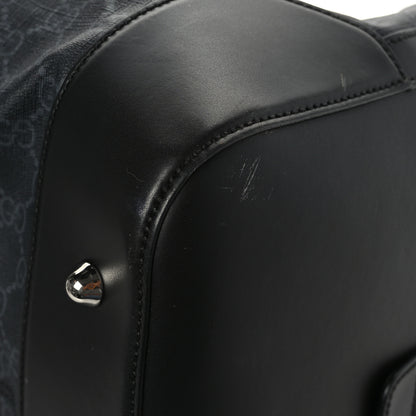 Gucci Soft GG Supreme Monogram Appia Calfskin Web Large Carry On Duffle Bag Black Grey 11 of 11