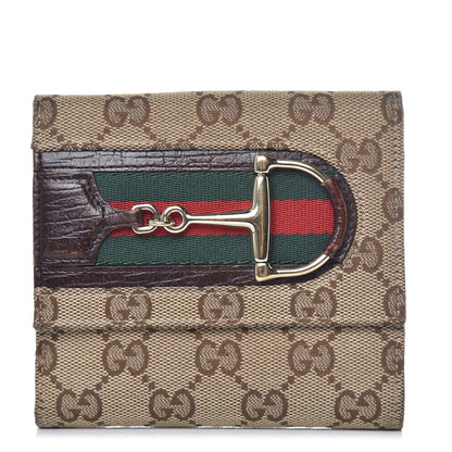 Gucci Monogram Web Hasler French Flap Wallet Brown 1 of 11