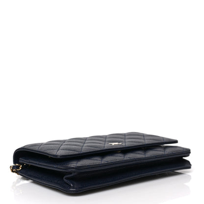 Chanel Caviar Quilted Wallet on Chain WOC Navy Blue 4 of 9