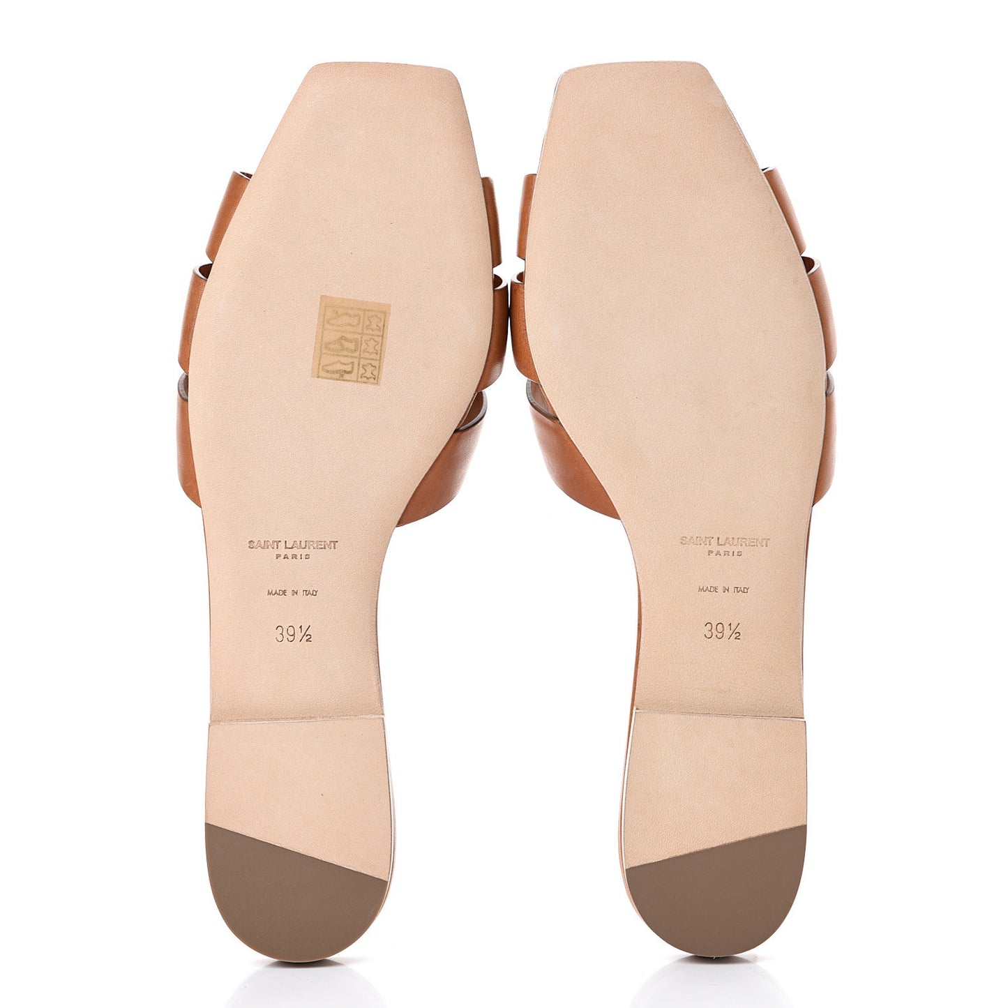 Calfskin Tribute 05 Slide Sandals 39.5 Amber