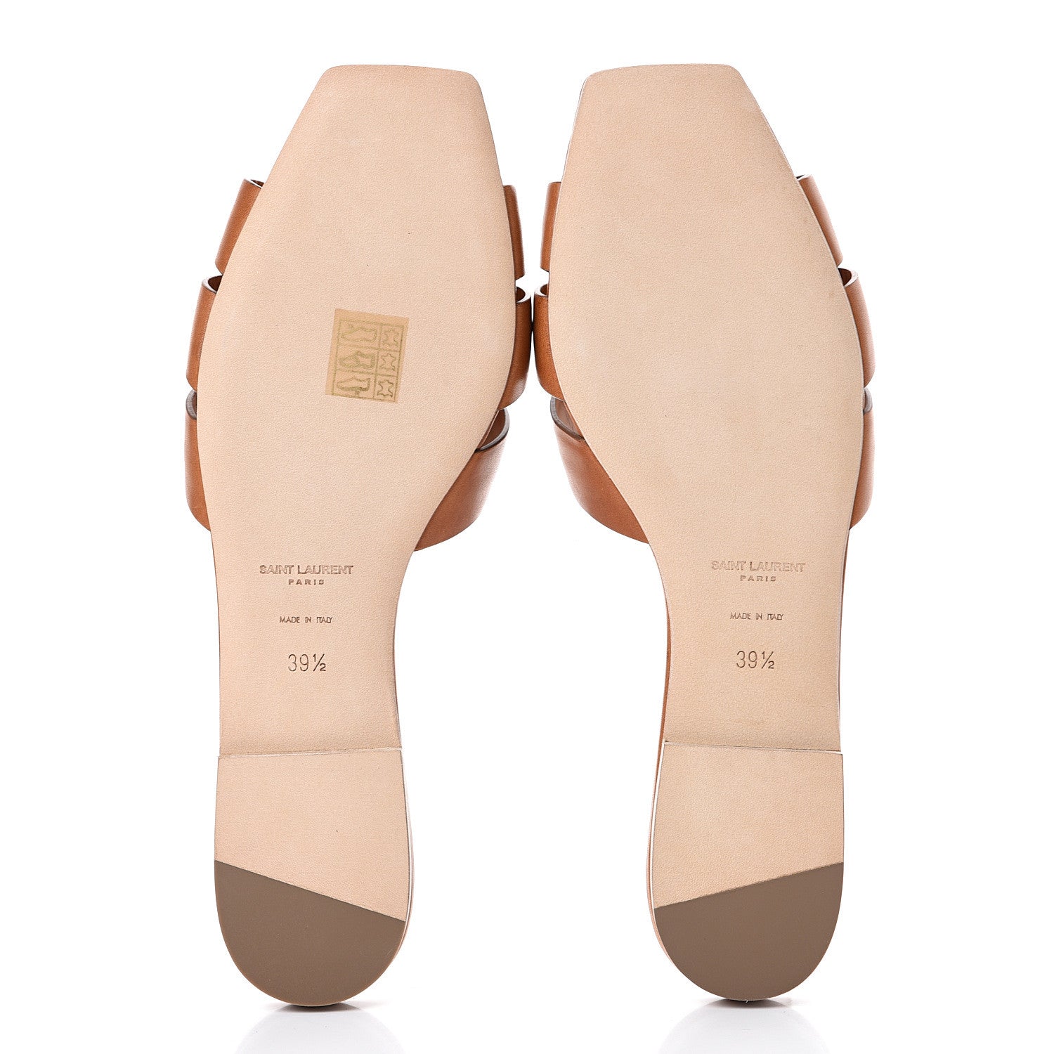 Saint Laurent Calfskin Tribute 05 Slide Sandals 39.5 Amber 5 of 11