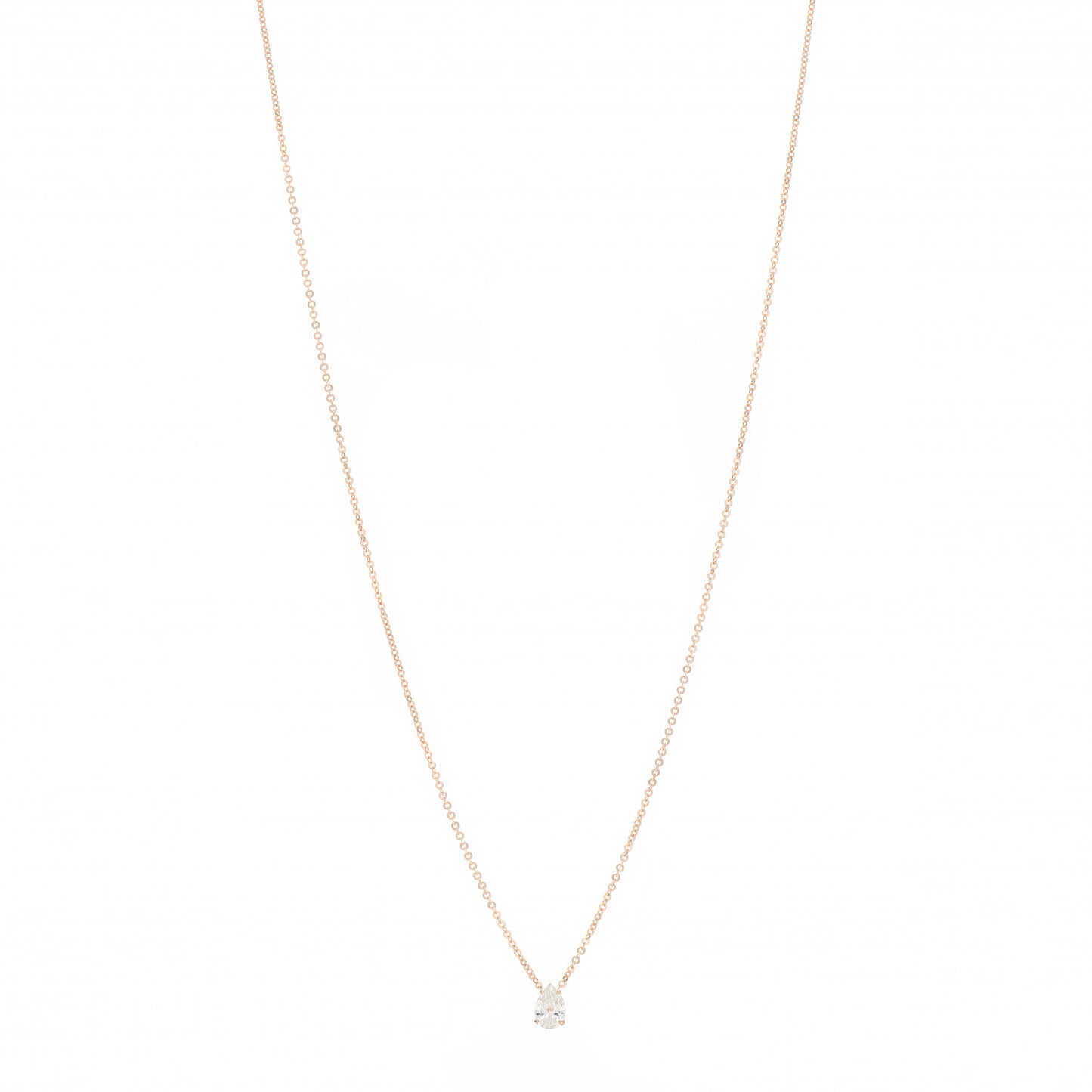18K Rose Gold Diamond Pear Pendant Necklace