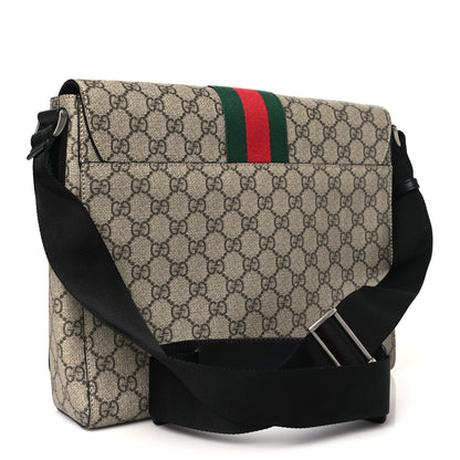 Gucci GG Supreme Monogram Web Flap Messenger Bag Black 3 of 10