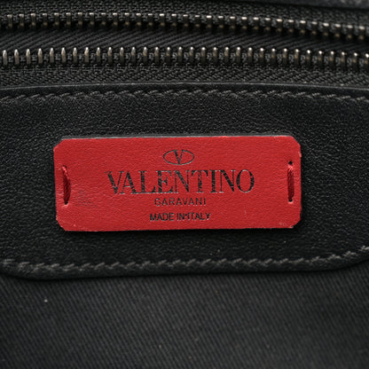 Valentino Garavani Calfskin Polka Dot Rockstud Shoulder Tote Black Light Ivory 6 of 13