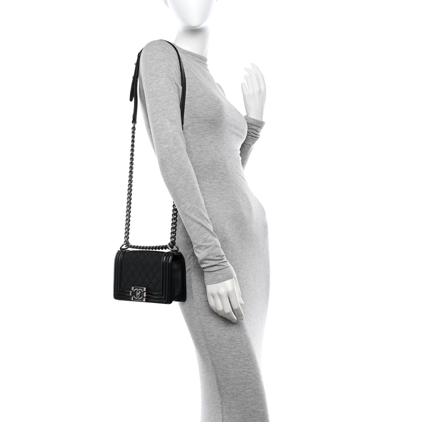 Goatskin Quilted Patent Small Duo Boy Flap Black