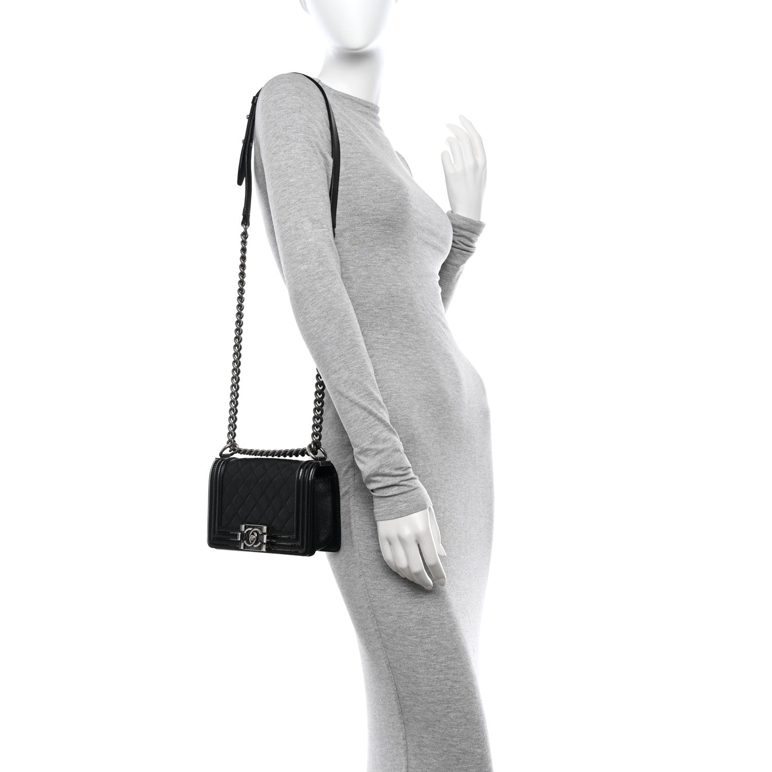 Chanel Goatskin Quilted Patent Small Duo Boy Flap Black 2 of 16