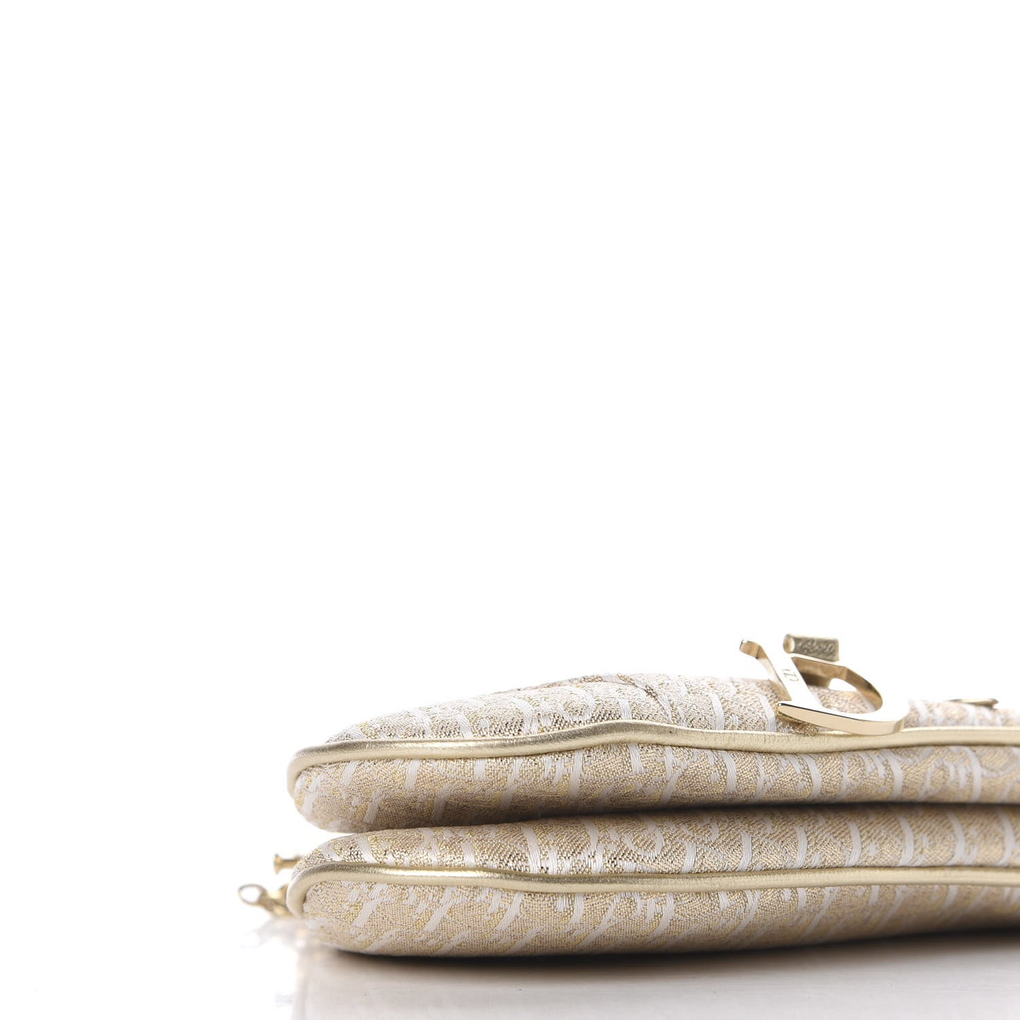 Jacquard Nylon Monogram Evening Frame Saddle Bag White Gold