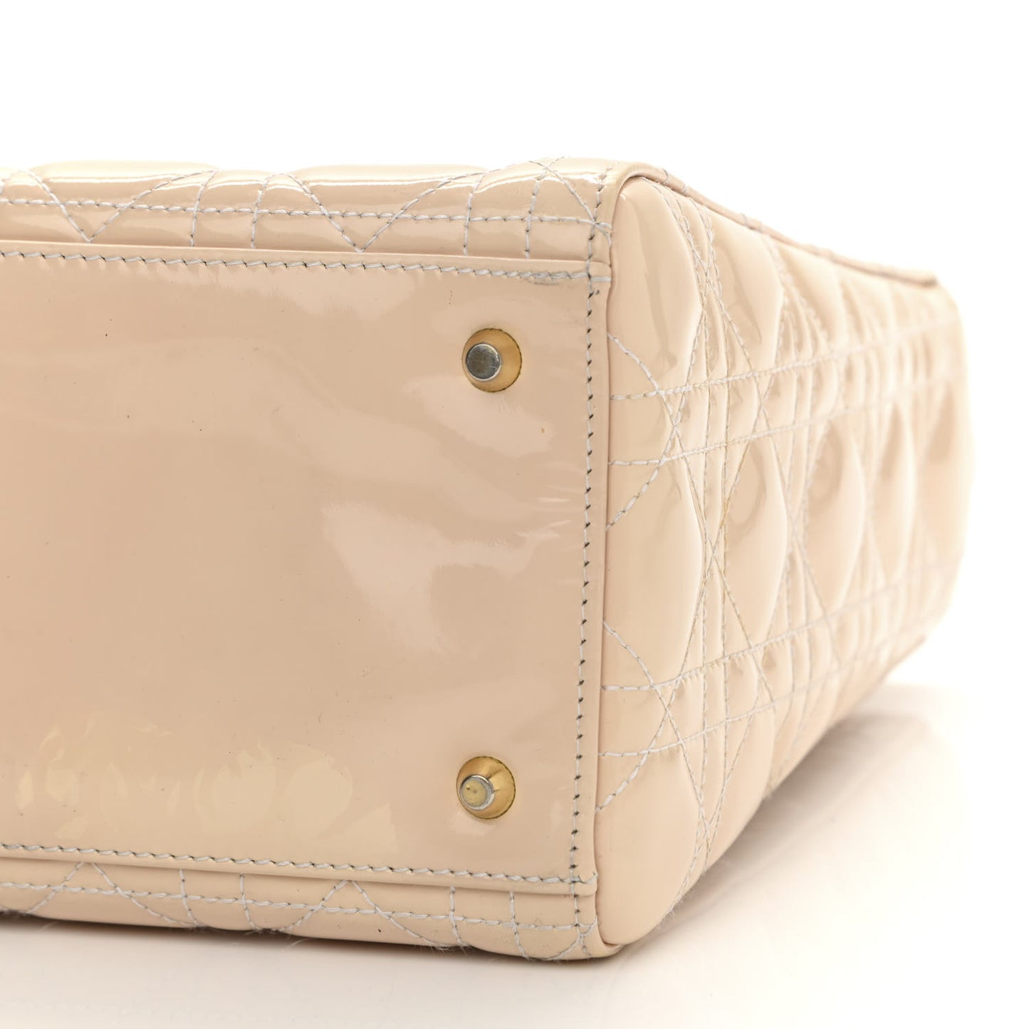 Patent Cannage Medium Lady Dior Beige