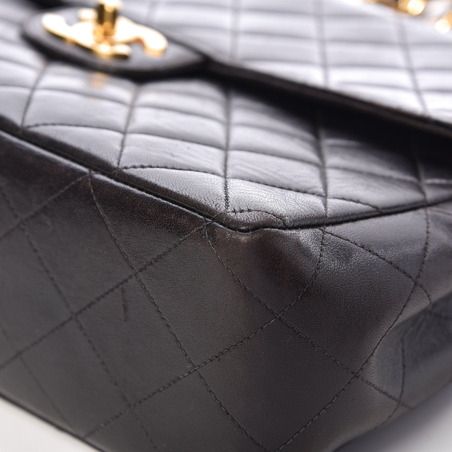 Lambskin Quilted Jumbo Single Flap Black