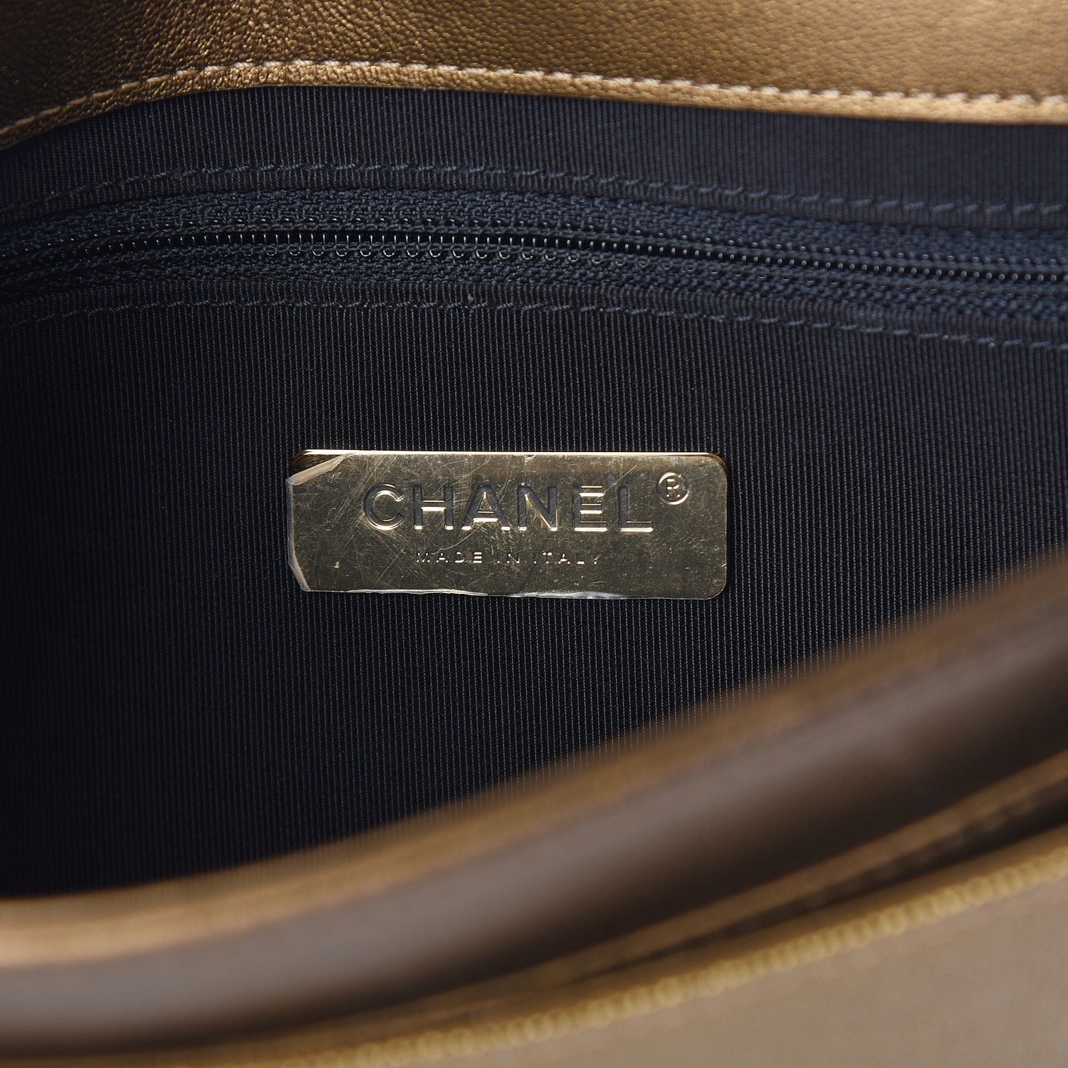 Chanel Metallic Lambskin Caviar Quilted Chain Handle Flap Bronze 6 of 13