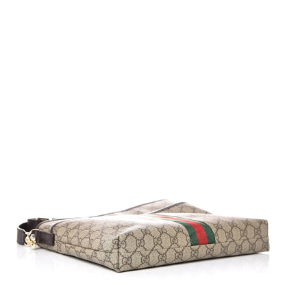 Gucci GG Supreme Monogram Web Flat Messenger Bag Dark Brown 4 of 7