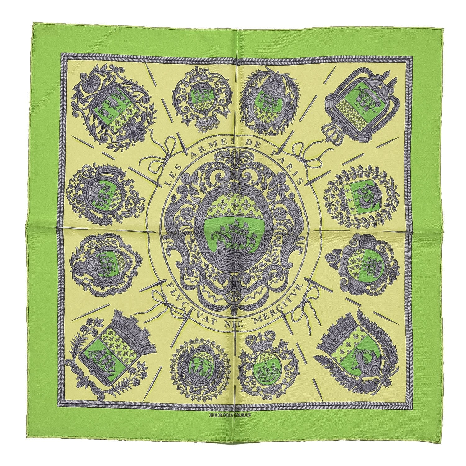 Hermes Silk Les Armes de Paris Pocket Square 1 of 4