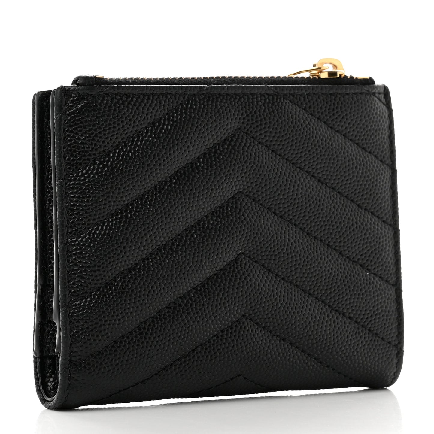 Grain De Poudre Matelasse Chevron Monogram Zipped Card Case Black
