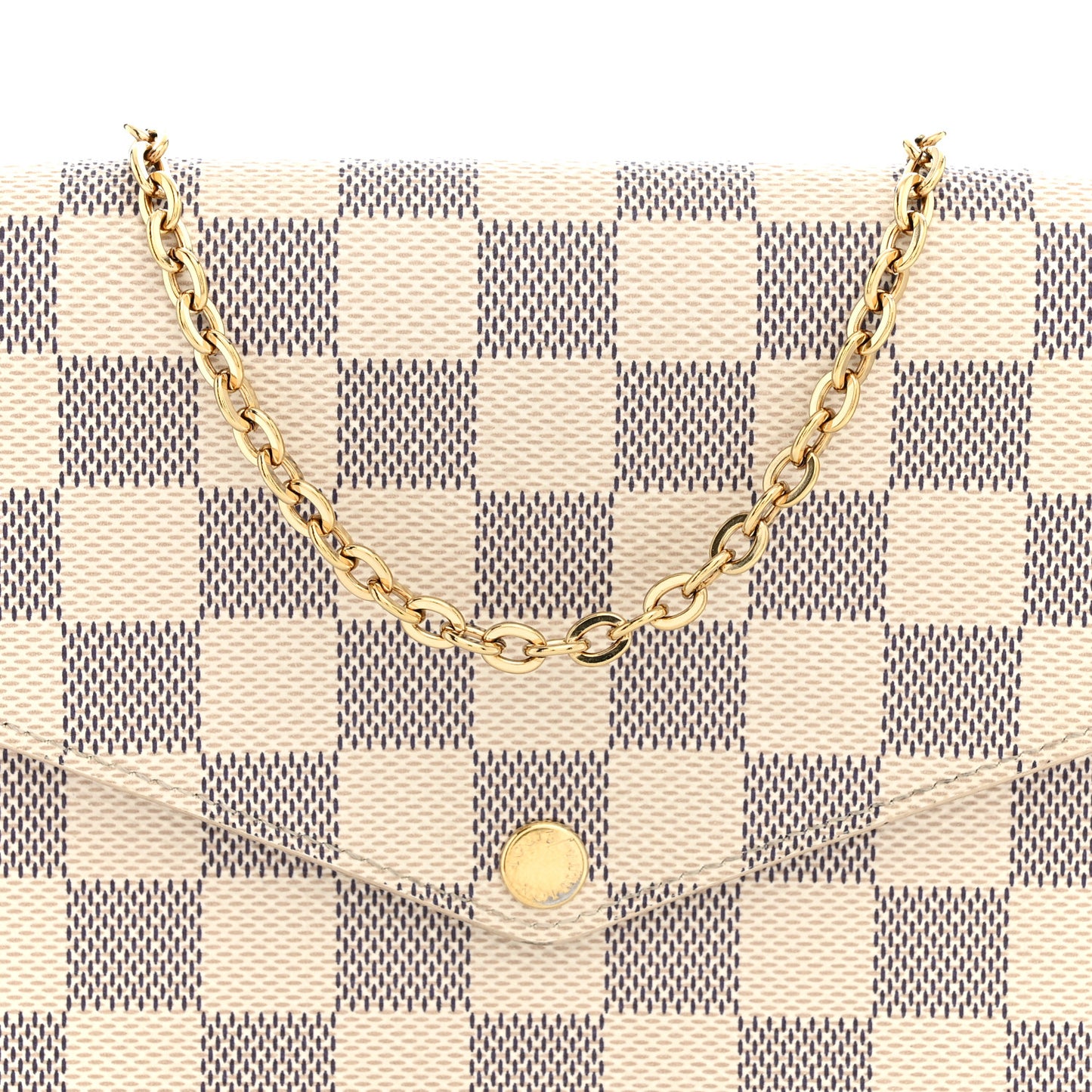 Damier Azur Pochette Felicie Chain Wallet Rose Ballerine