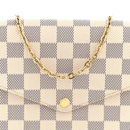 Louis Vuitton Damier Azur Pochette Felicie Chain Wallet Rose Ballerine 9 of 14