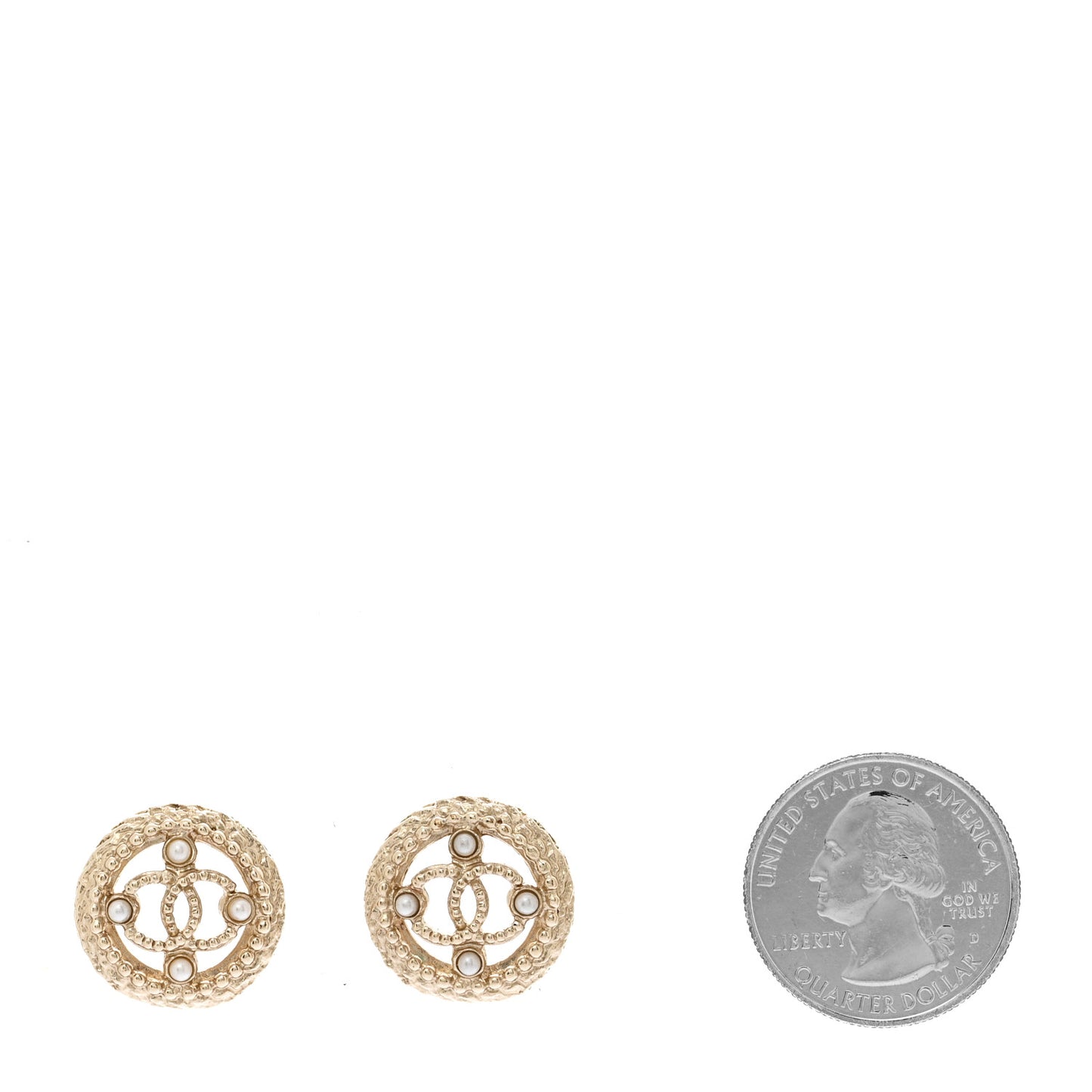 Pearl CC Round Rope Earrings Gold
