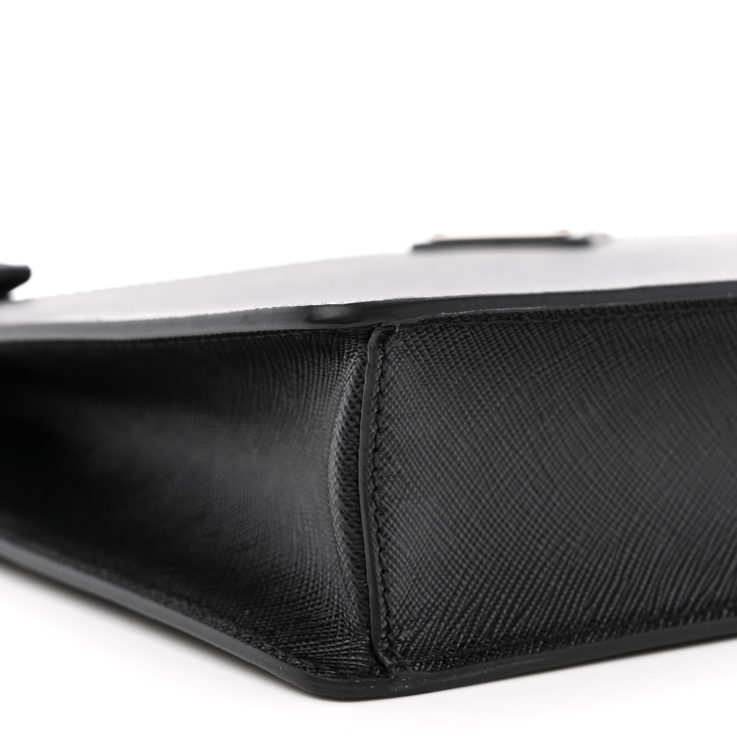 Prada Saffiano Travel Metal Triangle Logo Wristlet Pouch Black 9 of 10