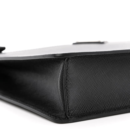 Prada Saffiano Travel Metal Triangle Logo Wristlet Pouch Black 9 of 10