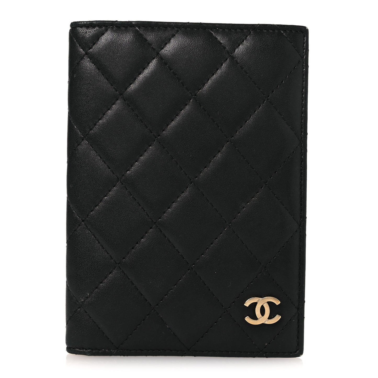 Lambskin Quilted Passport Holder Black