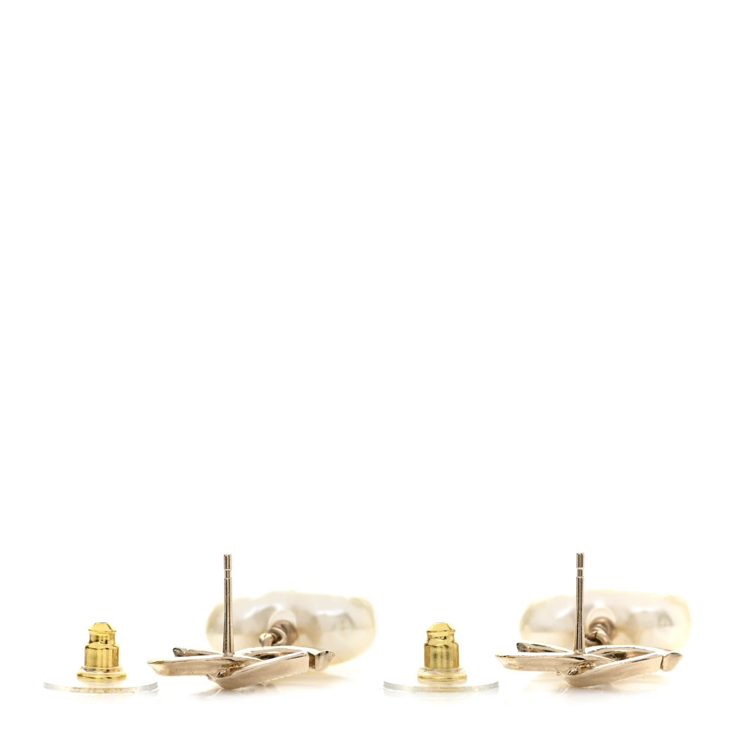 Pearl CC Heart Drop Earrings Gold