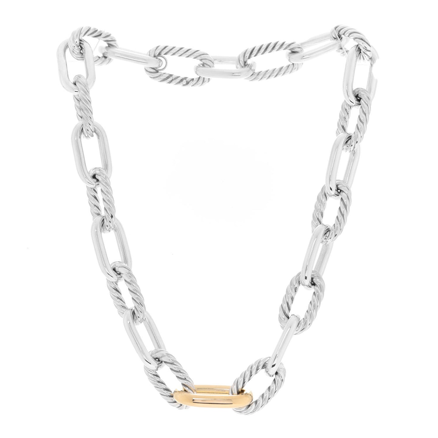 Sterling Silver 18K Yellow Gold 13.5mm Madison Link Necklace