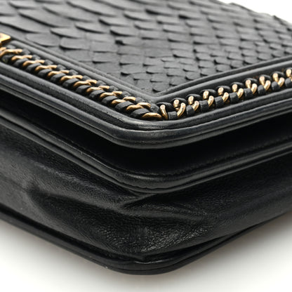 Chanel Snakeskin Calfskin Chain Around Boy Wallet On Chain WOC Black 10 of 10